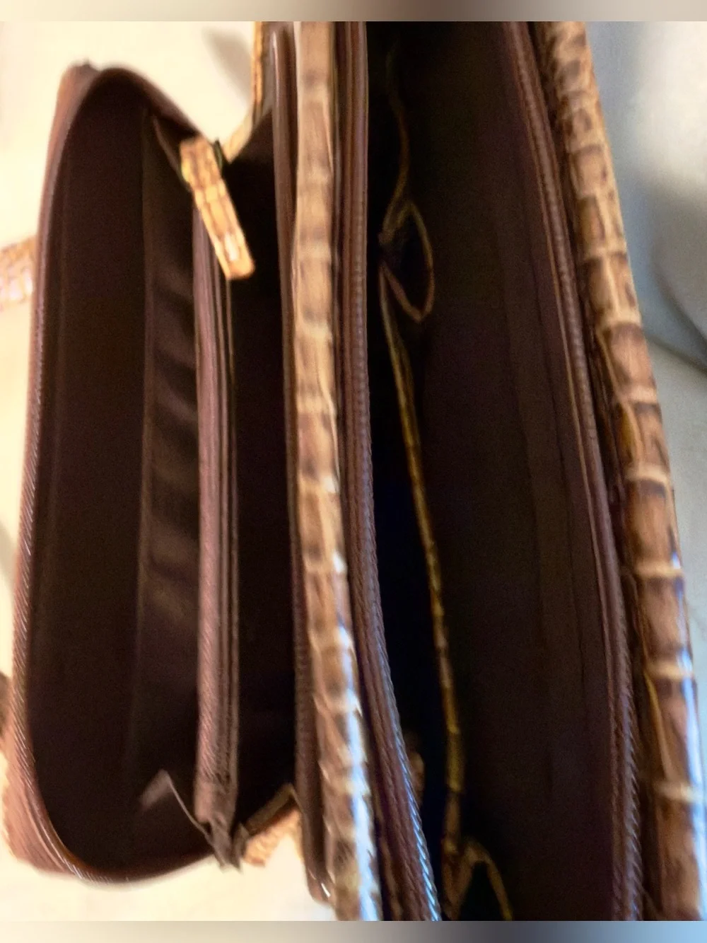 Coldwater Creek Brown Croc-Texture Crossbody Bag